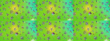 Elle çizilmiş çiçek desenli Raster çizimi. Tekstil, kumaş, ambalaj, hatıra defteri için hoş bir çiçek arkaplanı. Çocuksu tasarım. Yeşil arkaplanda.