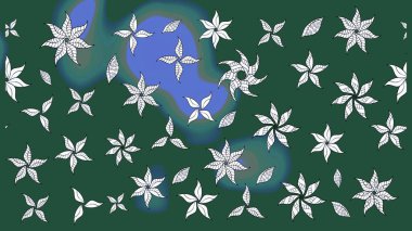 Nakış desenli çiçek deseni. Parmak izi, kumaş, duvar kâğıdı, tekstil için raster dokusu. Renkli grunge, yakut yeşil çiçeklerle soyut arkaplanı zenginleştirir.