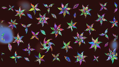 El çizimi. Güzel kumaş deseni. Raster illüstrasyonu. Çiçekler, dallar, otlar ve çiçekler.