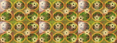 Yeşil, kahverengi ve sarı renkli kar tanesi süsü. Güzel süs eşyası. Kar taneleri izole edildi. Kar tanesi süsü Raster illüstrasyonu.