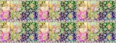 Raster illüstrasyonu. Damask altın soyut çiçek deseni nötr renklerde. Süsleme.