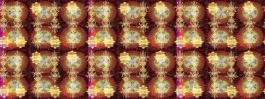 Bokeh kahverengisi, nötr, sarı ve kar taneleri olan dekoratif Noel arkaplanı. Raster illüstrasyonu.