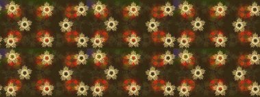 Sanat terapisi tarzı zen çizim için kahverengi, gri ve yeşil mandala şeklinde kar taneleri. El çizimi, dövme stili, kumaş tasarımı ve Raster illüstrasyonunda kartlar..