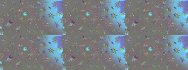 Hediye ambalaj kağıdı, tebrik kartları, posterler ve pankart tasarımı. Raster düz çiçek çizim deseni. Gri renkli çiçekler.