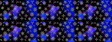 Varicoloblack Raster çizimi. Küçük çiçekteki sevimli çiçek deseni. Birçok siyah soyut çiçekli tropikal çizim deseni.