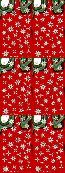 Çiçek. Raster illüstrasyonu. Taslak dekoratif arka plan, çiçek mandala. Kırmızı renklerde.