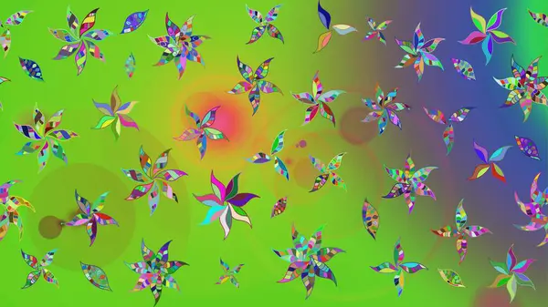 Yeşil renkli etnik çiçeklerle süslenmiş zarif bir eskiz şekli. Raster Çiçek İllüstrasyonu güzel tekstil..