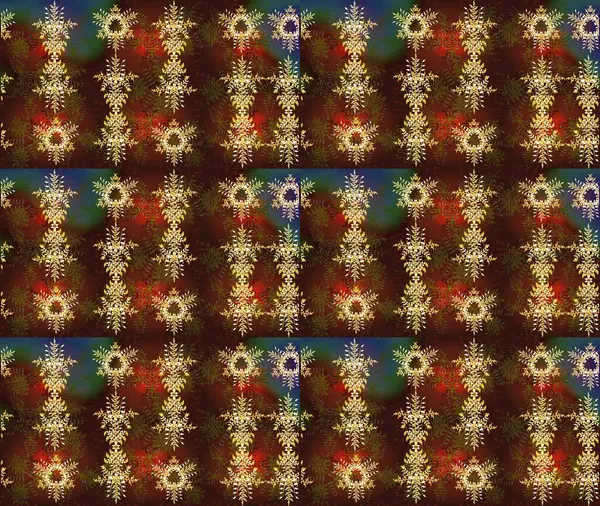 Güzel bir kış süsü. Raster kahverengi, yeşil ve kırmızı kar tanelerinden izole edilmiş. Renkli kar taneleri Raster illüstrasyonu.