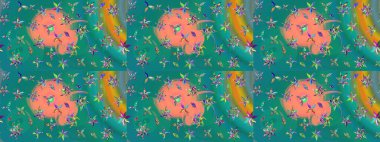 Kumaş, duvar kağıdı ve kağıt üzerine baskı yapmak için gelişen arka plan. Eski usul küçük çiçekli şirin bir eskiz deseni. Raster illüstrasyonu. Moda arka planında parlak buketler.