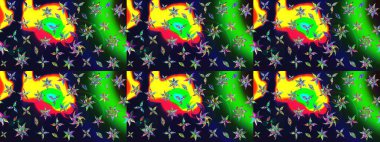 Çiçeksel çizim kalıbının yansıması. Vadinin gri renkli çiçekleri.