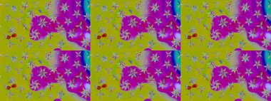 Yeşil renklerde. Raster illüstrasyonu. Çiçek buketleriyle klasik tarzda eskiz deseni.