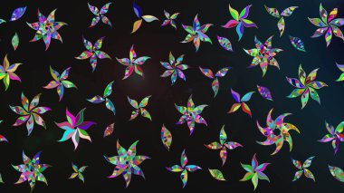 Raster. Renkli Bahar Teması eskiz kalıbı. Düz Çiçek Elementleri Tasarımı.