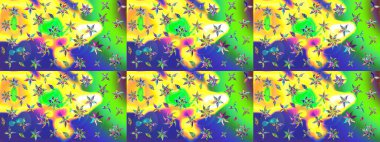 Sarı renkte çiçek desenli çizimler, el yapımı papatyalar, papatyalar. Tekrar eden çiçek arkaplanı, zarif sarı çiçek duvar kağıdı..