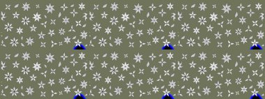 Üzerinde yeşil renkte karalamalar olan çiçek desenleri çiz. Raster illüstrasyonu.