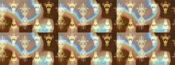 Renkler. Raster illüstrasyonu. Noel ve yeni yıl moda baskıları için tatil tasarımı. Bej, kahverengi ve nötr kar taneleri. Kar tanelerinin soyut arkaplanlı Noel deseni.