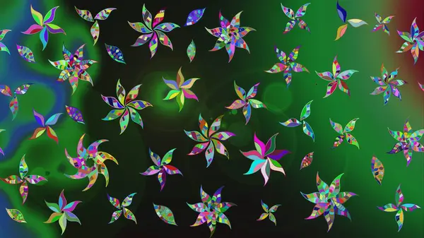 Tekrarlayan çiçek arkaplanı, zarif yeşil çiçek duvar kağıdı. Yeşil renkler üzerine çiçek desenli çizimler, el yapımı papatyalar, papatyalar..