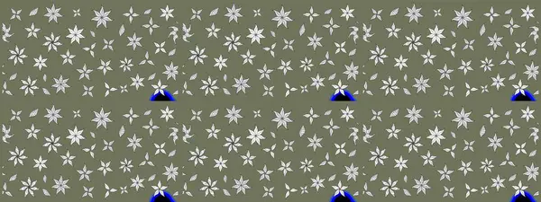 Üzerinde yeşil renkte karalamalar olan çiçek desenleri çiz. Raster illüstrasyonu.