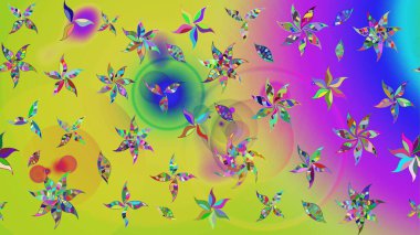 Parlak elementlerin. Çizim çiçek deseni duvar kağıdı, web sitesi arka planı, ambalaj kağıdı, davetiye, broşür, afiş veya web sitesi için kullanılabilir. El çizimi Raster illüstrasyonu.