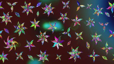 Kahverengi renkli etnik çiçeklerin olduğu zarif bir eskiz modeli. Raster Çiçek İllüstrasyon Şirin Tekstil.