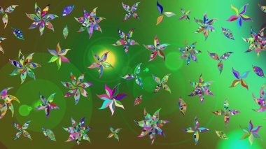 Yumuşak, yeşil renkli yaz çiçekleri. Raster illüstrasyonu. Raster çiçek desenli ve çiçekli..