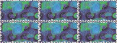 Çiçekli, suluboya desenli kusursuz çiçek deseni. Düz Çiçek Elementleri Tasarım Raster illüstrasyonu. Mavi renkte çiçekler. Renkli Bahar Teması: Kusursuz Arkaplan.