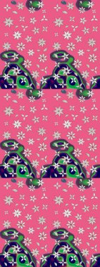 Çiçekli eskiz çizimi. Pembe renkli çiçekler. Renkli Yaz Temalı eskiz kalıbı. Düz Çiçek Elementleri Tasarımı.