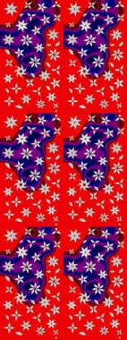 Raster illüstrasyonundaki çiçek desenli çizim. Suluboya tarzında kırmızı renkte çiçekler.