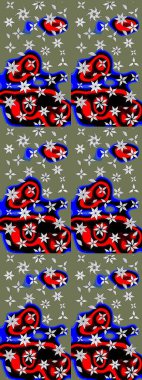 Raster illüstrasyonundaki çiçek desenli çizim. Suluboya tarzında yeşil renkte çiçekler.