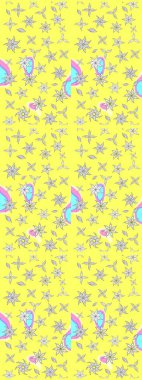 Gömlek, arka plan modelini çiz. Tropik çiçekler. Sarı renkte çiçekler.