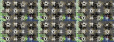 Gri, nötr ve yeşil renklerde kar tanelerinden oluşan kış deseni. Raster illüstrasyonu. Düz yatıyordu. Kış konsepti.