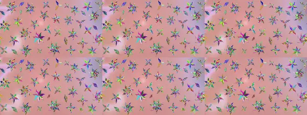 Renkli desenli eskiz deseni nötr çiçekler ve dekoratif elementlerle. Raster illüstrasyonu. Kumaş, tekstil, duvar kağıdı baskısı için. Eskiz geçmişi. Antika retro tarzı.