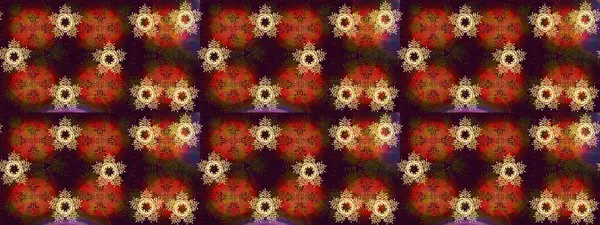 Kar taneleri radyal kahverengi, kırmızı ve turuncu renklerde. Renkli arka planda güzel kar taneleri. Raster illüstrasyonu..