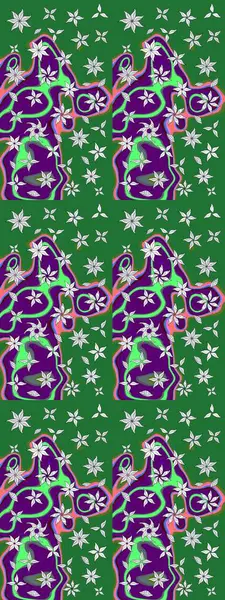 Ağaç dallı bahar çiçekleri ile desen, çiçek siluetiyle yeşil renkler. Raster deseni.