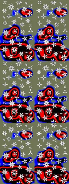 Raster illüstrasyonundaki çiçek desenli çizim. Suluboya tarzında yeşil renkte çiçekler.