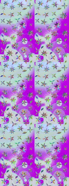 Çiçek desenli çizim. Raster illüstrasyonu. Asya tekstil tarzında. Güzel kumaş deseni. Renkli Bahar Teması eskiz kalıbı. Düz Çiçek Elementleri Tasarımı.