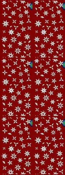 El çizimi çiçekli soyut çizim kalıbı. Raster illüstrasyonu. Kırmızı renkte çiçekler.