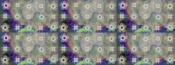 Skeç raster arka planı. Gri, yeşil ve nötr renkler üzerine grafiksel çizim deseni. Çiçek desenli çizim. Duvar kâğıdı barok, İspanyol kumaşı.