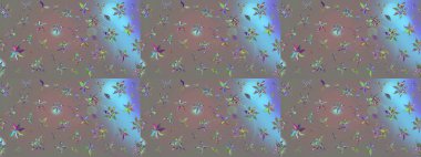 Raster illüstrasyonundaki çiçek desenli çizim. Gri renkli çiçekler.