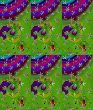 Hediye ambalaj kağıdı, tebrik kartları, posterler ve pankart tasarımı. Yeşil renkli çiçekler. Raster düz çiçek çizim deseni.