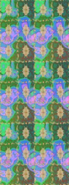 Altın elementlerle yeşil renklerde altın desen. Raster altın tekstil baskısı. Çiçek kiremitleri. Eskiz desenli oryantal süs. İslam tasarımı.