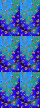 Düz Çiçek Elementleri Tasarımı. Renkli Yaz Temalı eskiz kalıbı. Mavi renkli çiçekler. Raster illüstrasyonunda çiçek deseni çizimi.