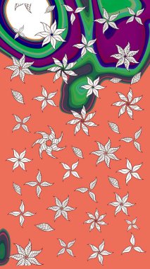 Raster düz çiçek çizim deseni. Turuncu renkli çiçekler. Tasarım hediye paketi, tebrik kartları, posterler ve afiş tasarımı.