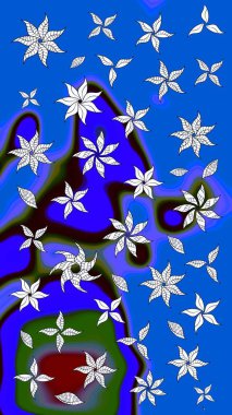 Çiçek. Taslak dekoratif arka plan, çiçek mandala. Mavi renklerde. Raster illüstrasyonu.