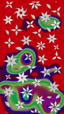 Arkaplan dokusu, duvar kağıdı, kırmızı renkli çiçek teması. Kabile sanatı boho baskısı, klasik çiçek arkaplanı. Soyut etnik raster çizim kalıbı.