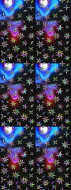 Taslak desenli, modaya uygun kumaş deseni. Renkli Bahar Teması eskiz kalıbı. Raster illüstrasyonu. Şirin çiçek elementleri. Düz Çiçek Elementleri Tasarımı.