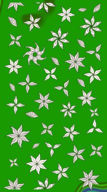 Çiçek süslemeli çizim deseni. Yeşil renkli çiçekler. Raster illüstrasyonu.