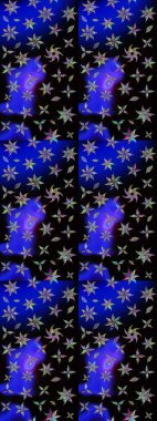 Nazik, yaz çiçekleri siyah renklerde. Raster illüstrasyonu. Küçük çiçekteki sevimli çiçek deseni. Raster deseni.