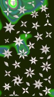 Çiçekli güzel suluboya desen. Raster illüstrasyonu. Gri renklerde.