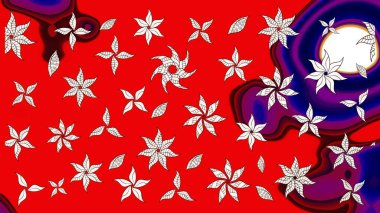 Tropik çiçek desenleri. Raster illüstrasyonu. Kırmızı renkte çiçekler.