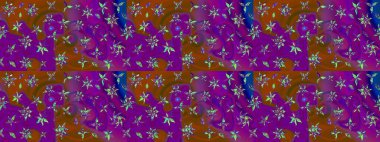 Düz Çiçek Elementleri Tasarımı. Mor renkli çiçekler. Renkli Bahar Teması eskiz kalıbı. Raster illüstrasyonunda çiçek deseni çizimi.